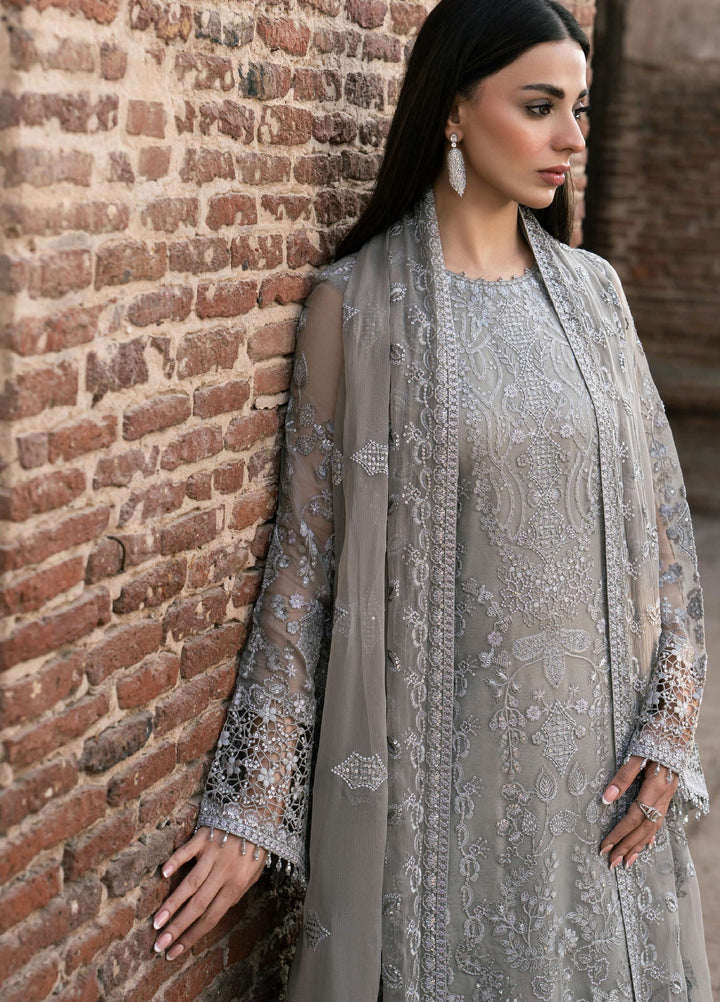 Humsafer by Lavish Premium Unstitched Embroidered Chiffon 3 Pcs Suit LVP26UH H-02 Gentle Grey - Festive