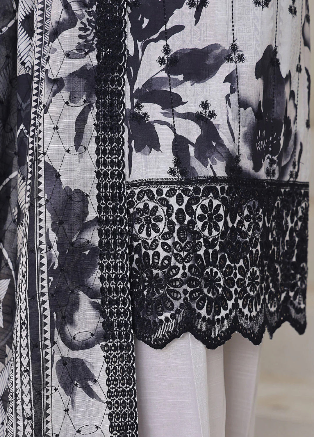 Hz Textiles Chikankari Embroidered Khaddar Suits Unstitched 3 Piece KEC 107 - Winter Collection