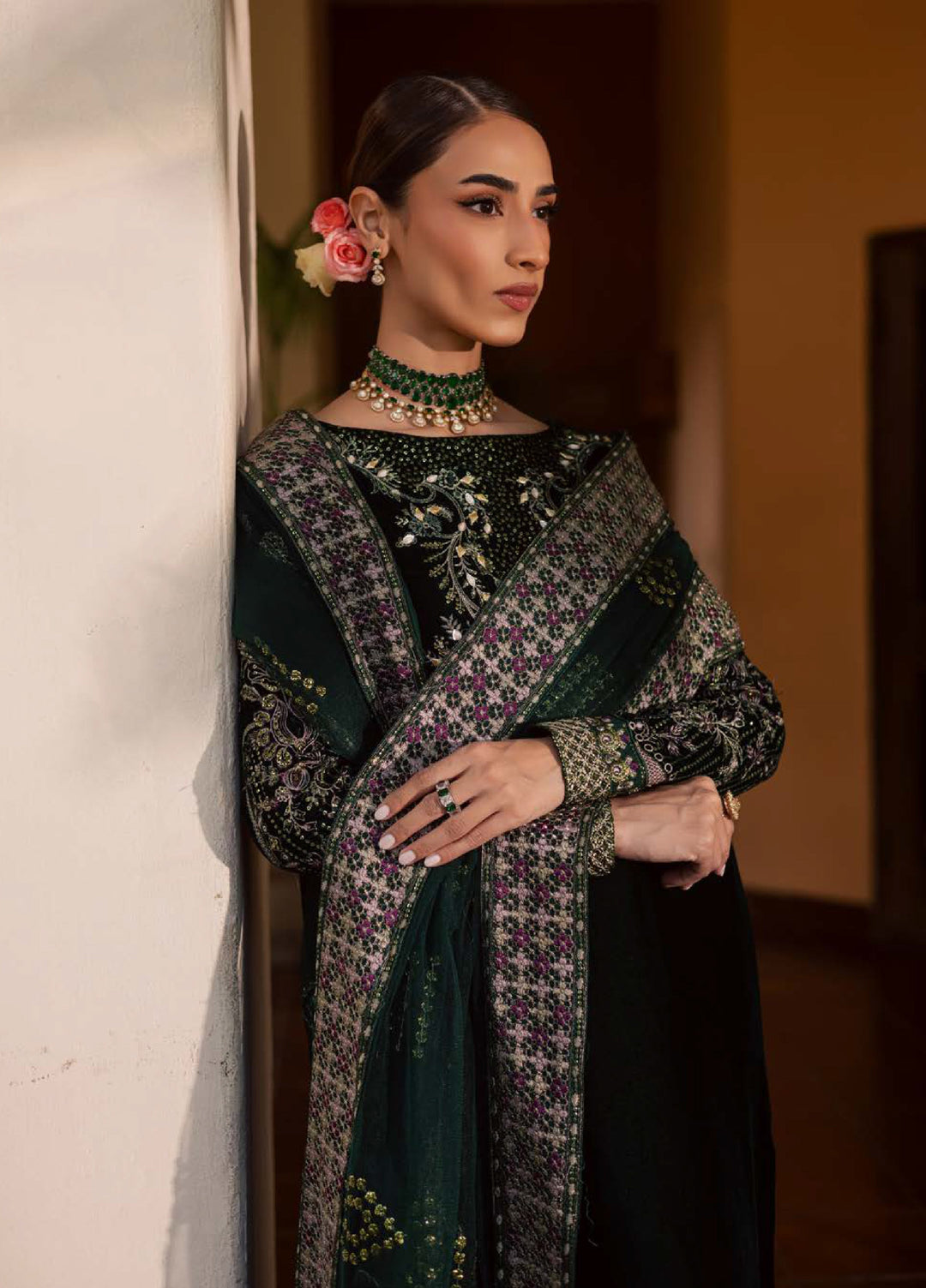 Maya by Nureh Unstitched Velvet Embroidered 3 Piece Suits NU25MV NW-115 - Festive Collection