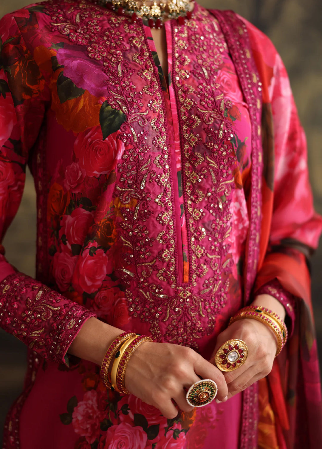 Rehana by Humjoli Pret Embroidered Lawn 3 Piece Pink Rose - Festive Collection