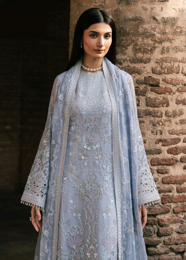 Humsafer by Lavish Premium Unstitched Embroidered Chiffon 3 Pcs Suit LVP26UH H-07 Baby Blue - Festive
