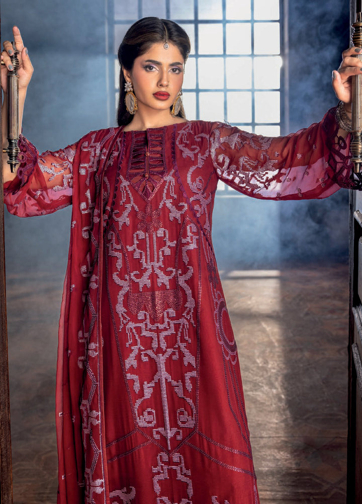 Aura by Zebtan Embroidered Chiffon Suits Unstitched 3 Piece ZB25AF AR-07 - Festive Collection