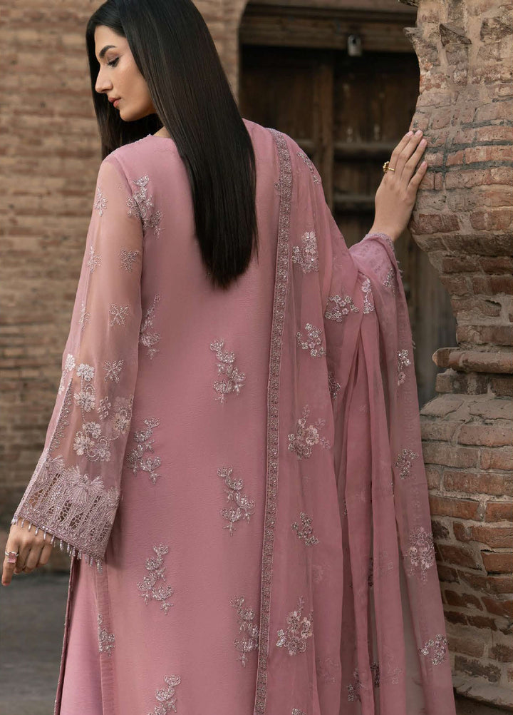 Humsafer by Lavish Premium Unstitched Embroidered Chiffon 3 Pcs Suit LVP26UH H-05 Floral Pink - Festive
