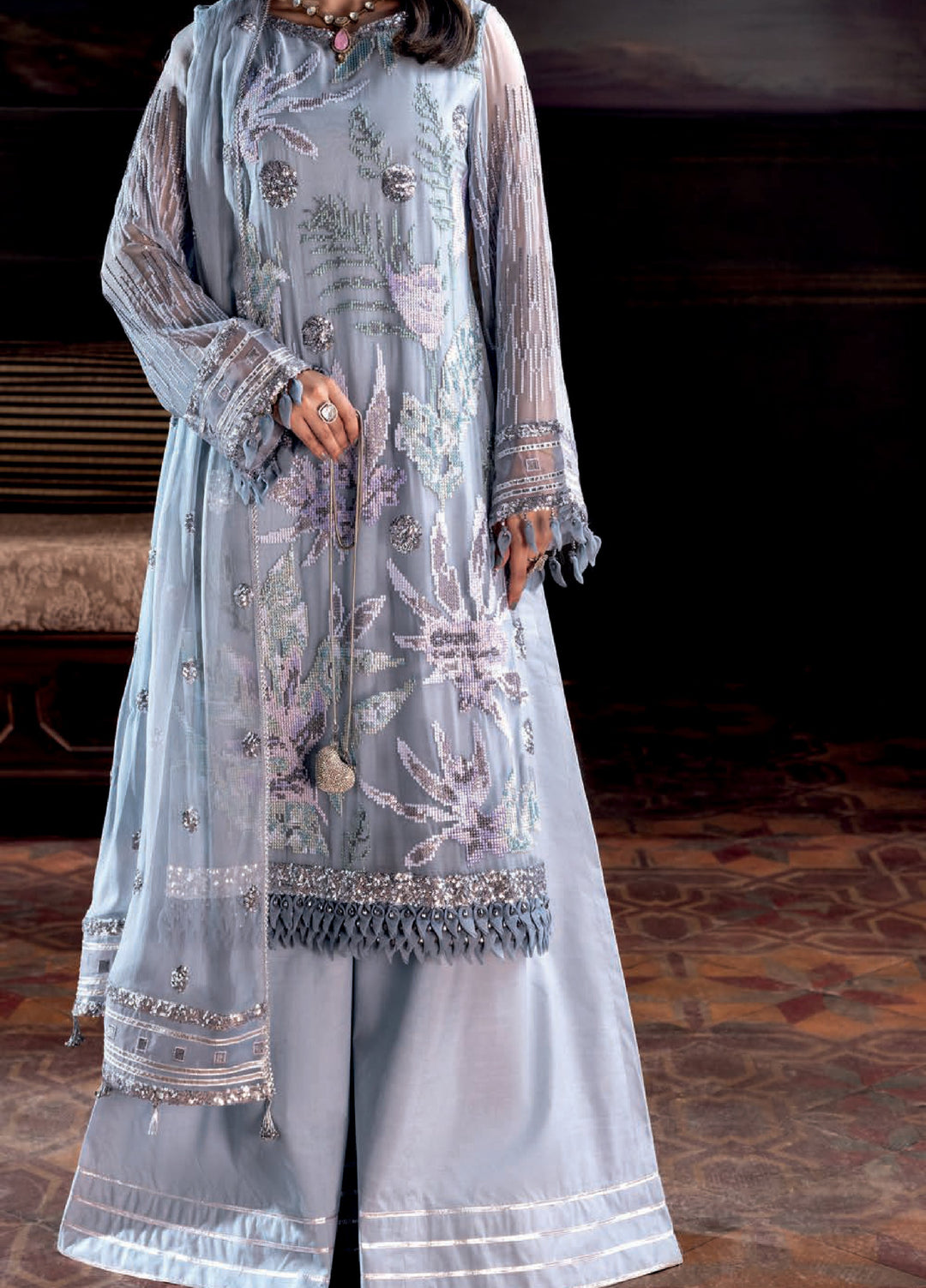 Aura by Zebtan Embroidered Chiffon Suits Unstitched 3 Piece ZB25AF AR-01 - Festive Collection
