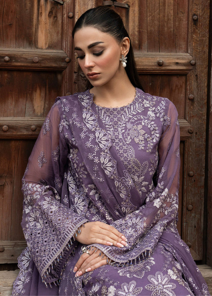 Humsafer by Lavish Premium Unstitched Embroidered Chiffon 3 Pcs Suit LVP26UH H-01 Pala Purple - Festive