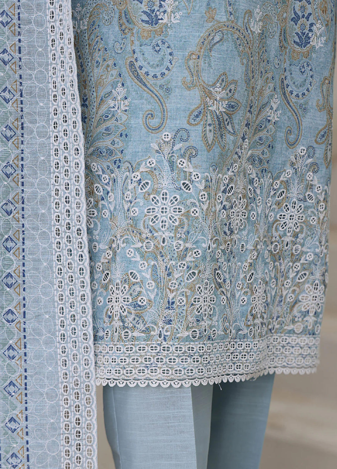 Hz Textiles Chikankari Embroidered Khaddar Suits Unstitched 3 Piece KEC 102 - Winter Collection