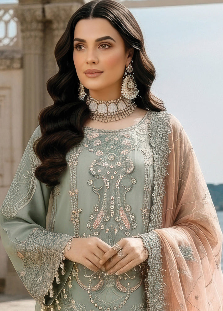 Mehr-E-Mah by Imrozia Premium Pret Embroidered Bamber Chiffon 3 Piece I-245 Dilara Sultan - Festive Collection