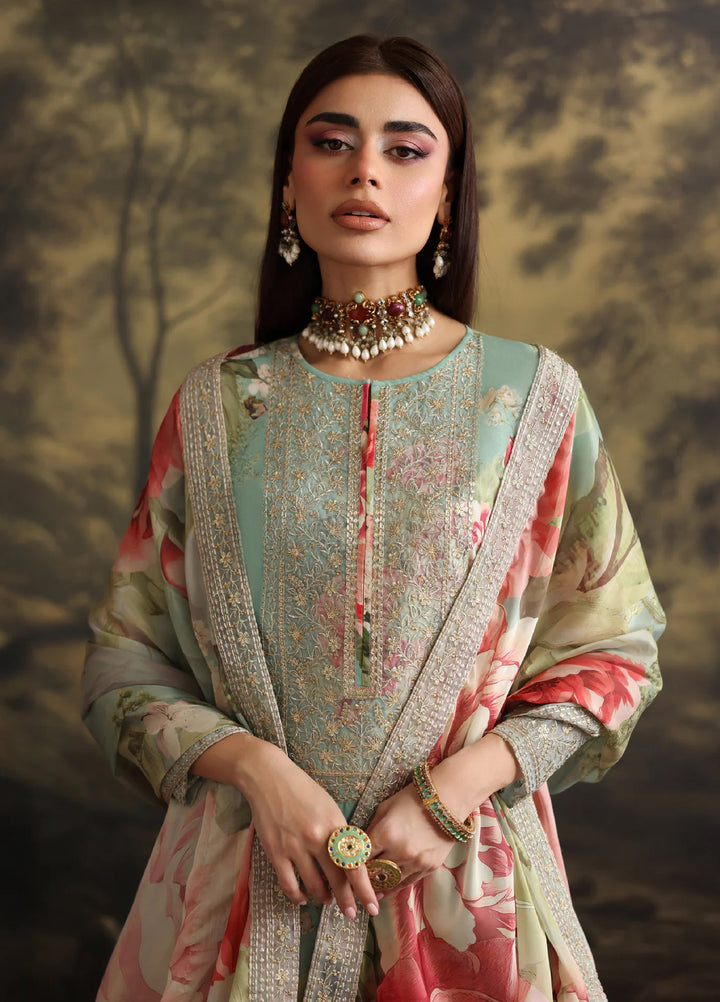 Rehana by Humjoli Pret Embroidered Lawn 3 Piece Aqua Pink - Festive Collection