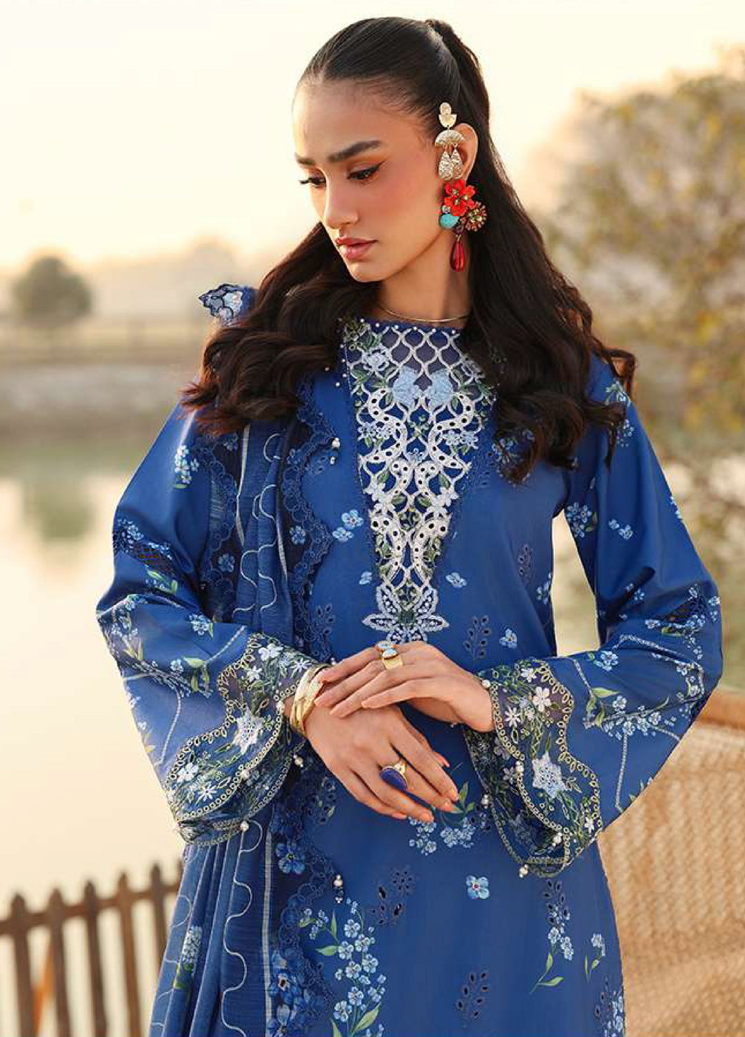 Sardinia Unstitched Embroidered Lawn 3 Piece Suit SRD26ULF D-6 RIVERSIDE - Festive Collection