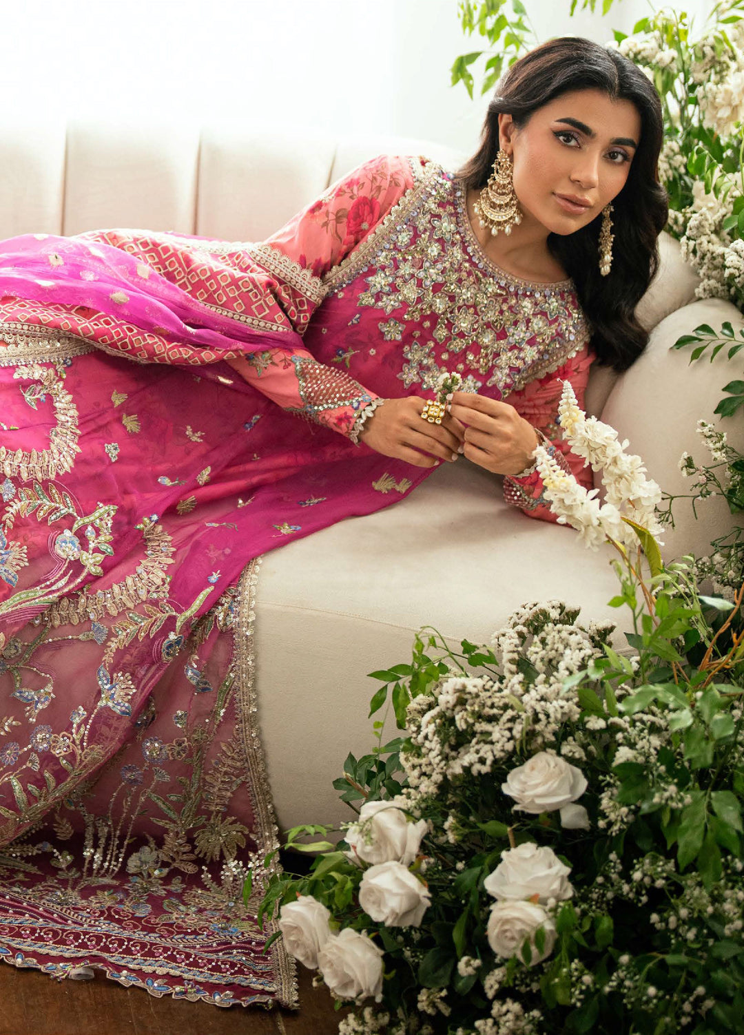 Shaam Shandar By Mushq Luxury Chiffon Unstitched 3 Piece Suits MQ25SC D-6 Geet Gulabi - Festive Collection