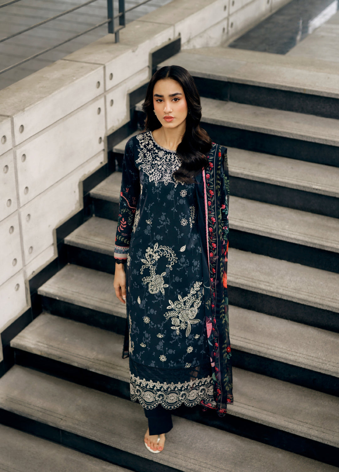 Zync by Florent Unstitched Embroidered Lawn 3 Piece Suit FL26ZU FZ-1B - Summer Collection