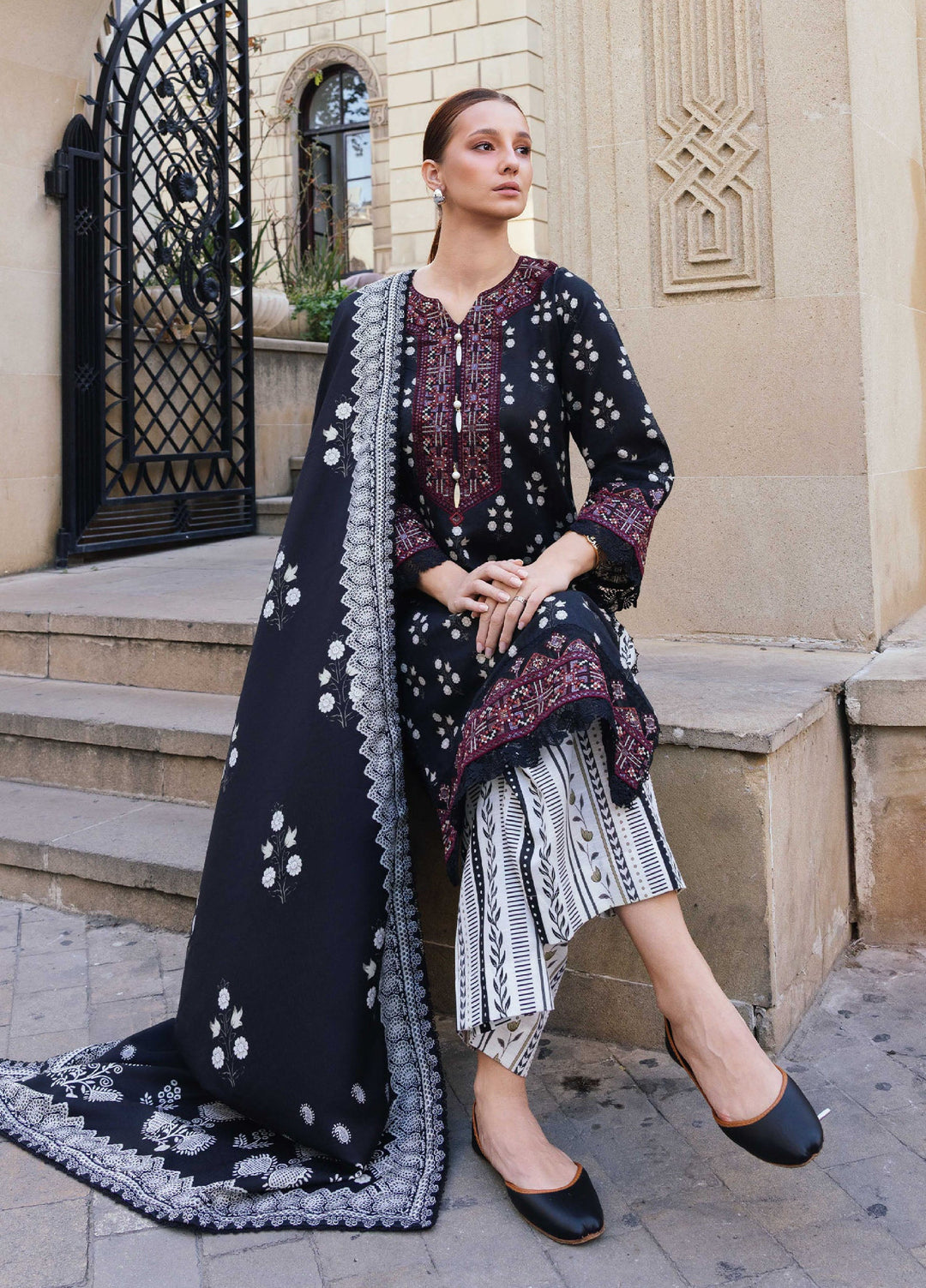 Meerak Pret Embroidered Khaddar 3 Piece Enigma - Winter Collection