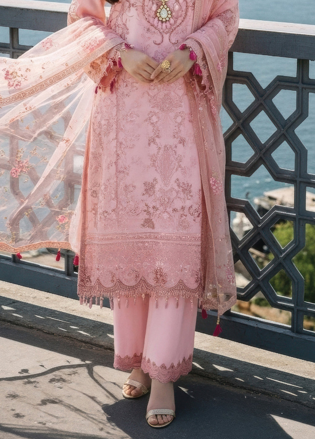 Mehr-E-Mah by Imrozia Premium Pret Embroidered Bamber Chiffon 3 Piece I-242 Meleknaaz - Festive Collection