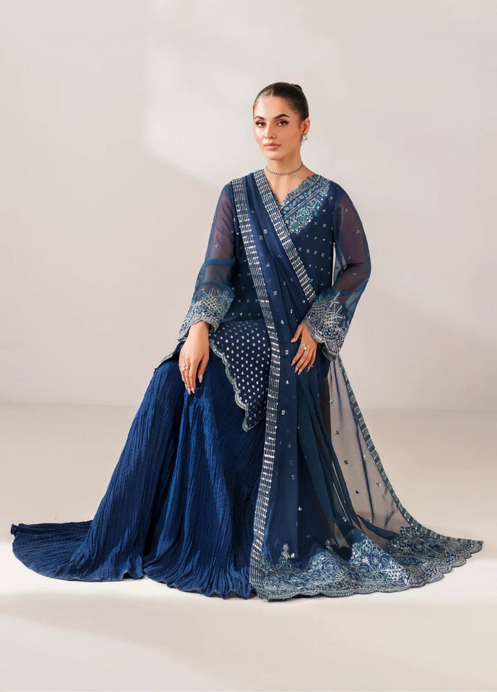 Xenia Formals Unstitched Embroidered Chiffon 3 Piece Suit Saffron - Festive Collection