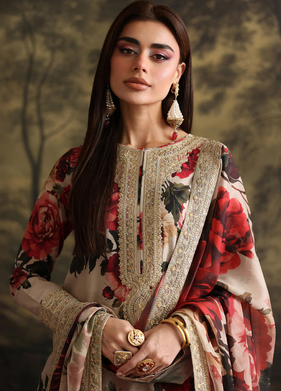 Rehana by Humjoli Pret Embroidered Lawn 3 Piece Beigery - Festive Collection