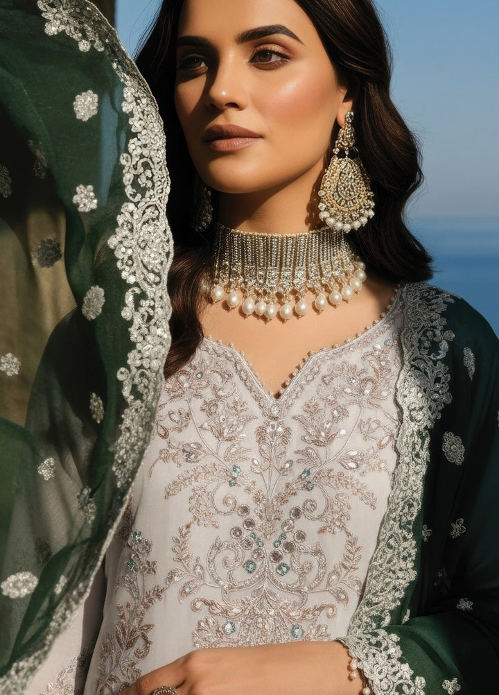 Mehr-E-Mah by Imrozia Premium Pret Embroidered Bamber Chiffon 3 Piece I-240 Selin - Festive Collection