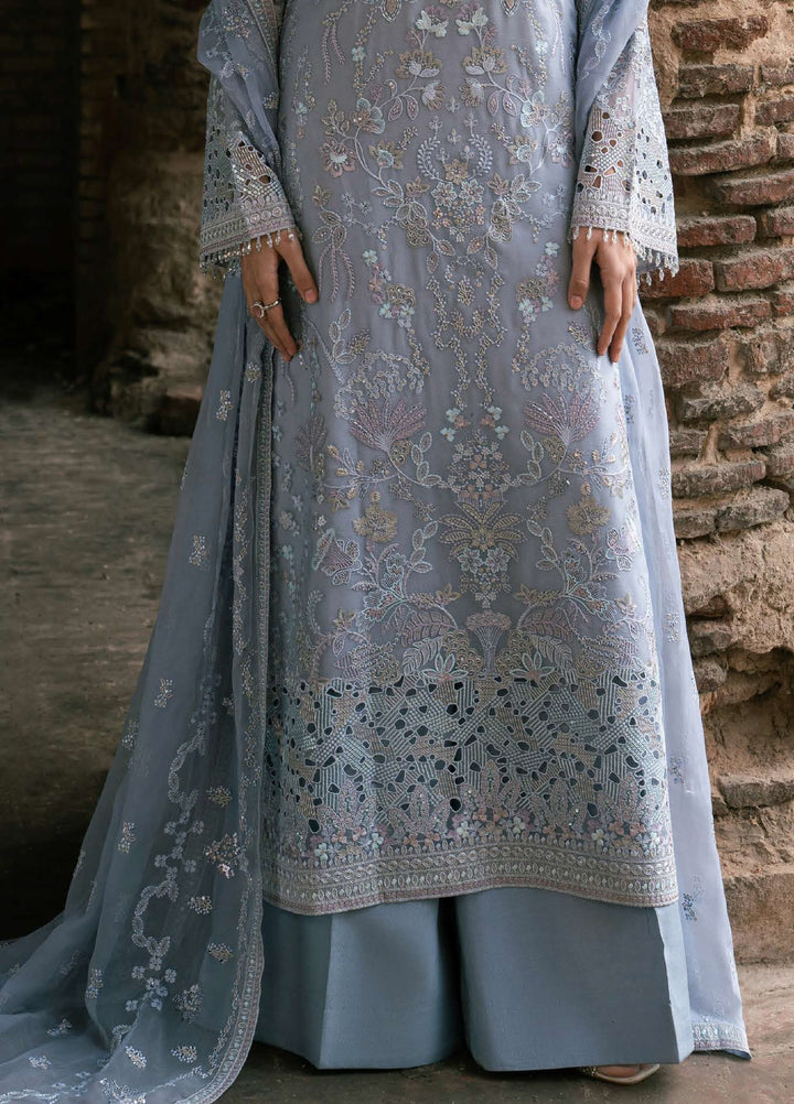 Humsafer by Lavish Premium Unstitched Embroidered Chiffon 3 Pcs Suit LVP26UH H-07 Baby Blue - Festive