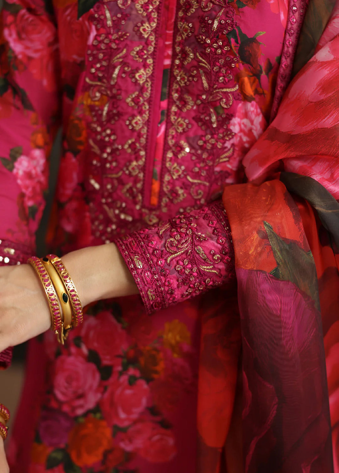 Rehana by Humjoli Pret Embroidered Lawn 3 Piece Pink Rose - Festive Collection