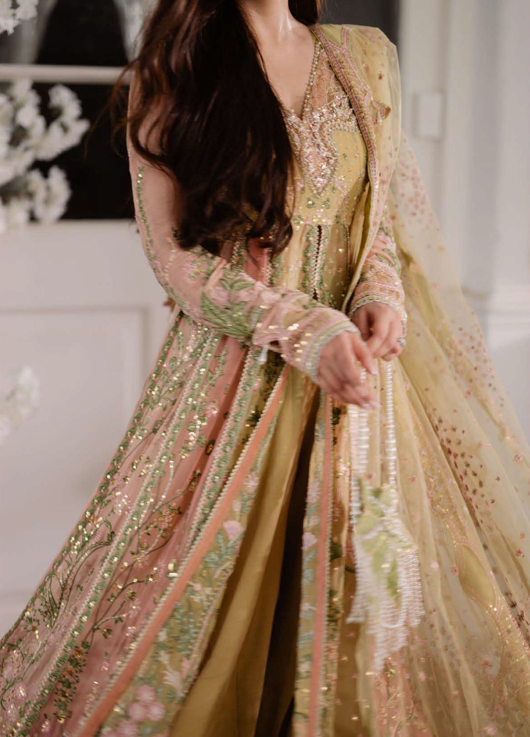 Shaam Shandar By Mushq Luxury Chiffon Unstitched 3 Piece Suits MQ25SC D-3 Sur Sunehri - Festive Collection