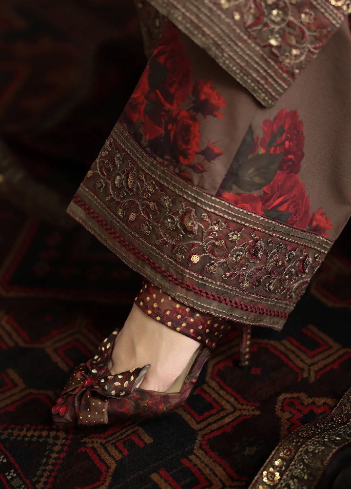Rehana by Humjoli Pret Embroidered Lawn 3 Piece Brown Rome - Festive Collection
