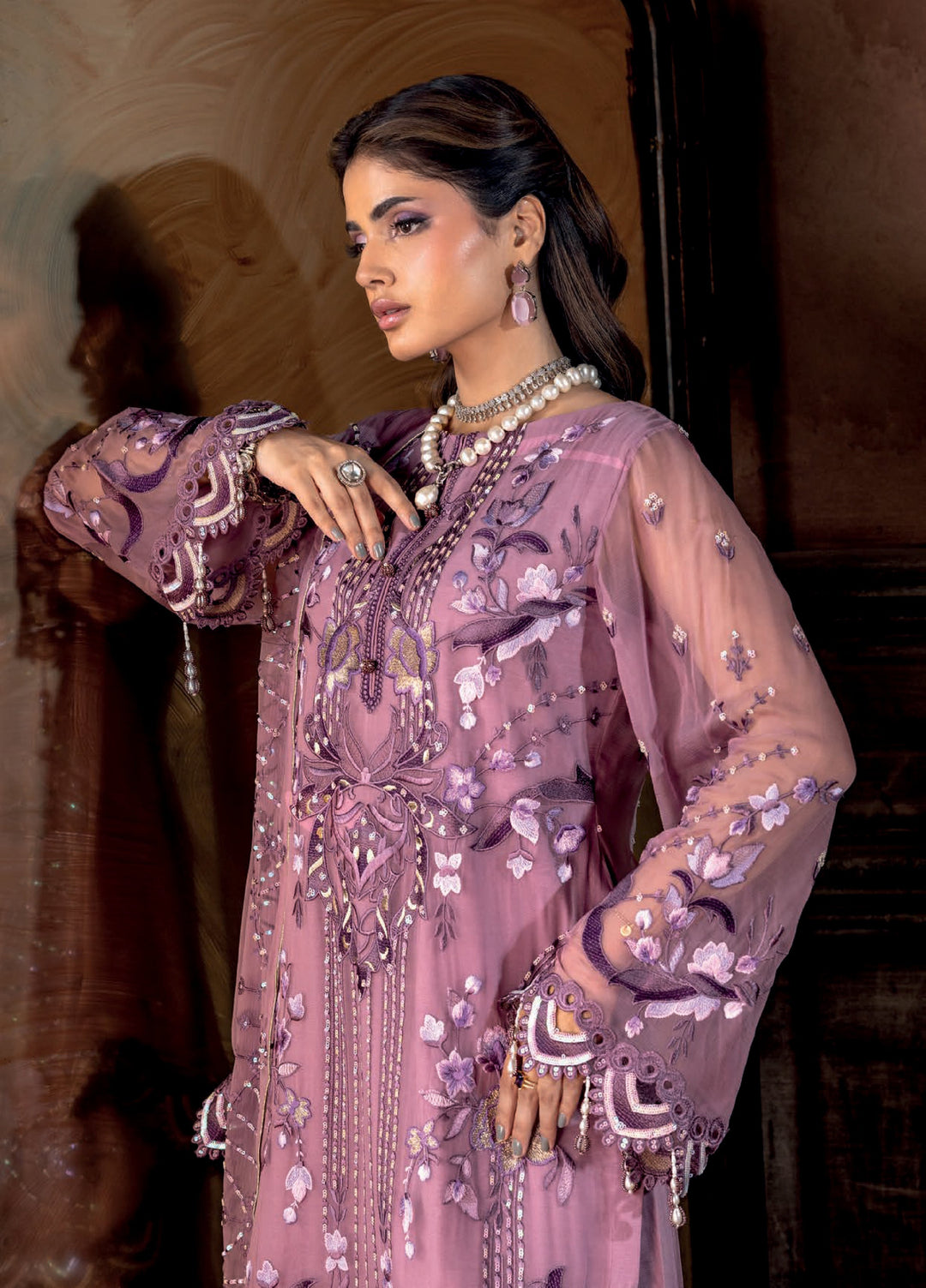Aura by Zebtan Embroidered Chiffon Suits Unstitched 3 Piece ZB25AF AR-08 - Festive Collection