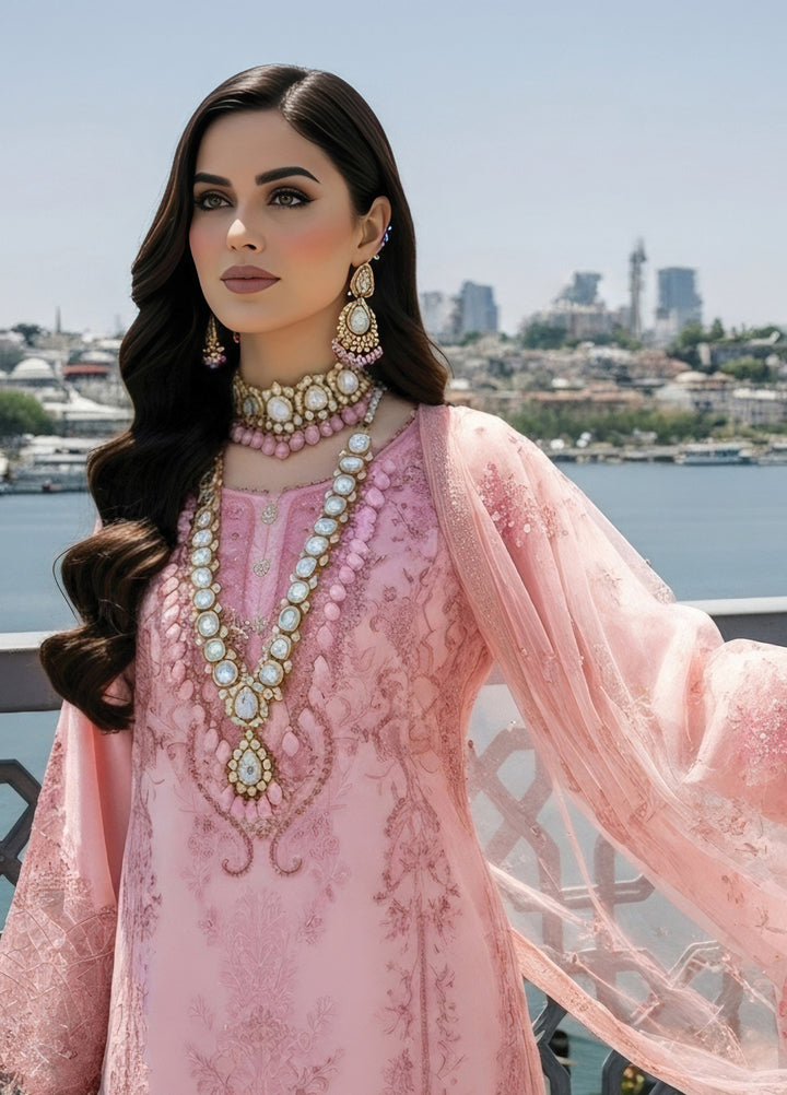 Mehr-E-Mah by Imrozia Premium Pret Embroidered Bamber Chiffon 3 Piece I-242 Meleknaaz - Festive Collection