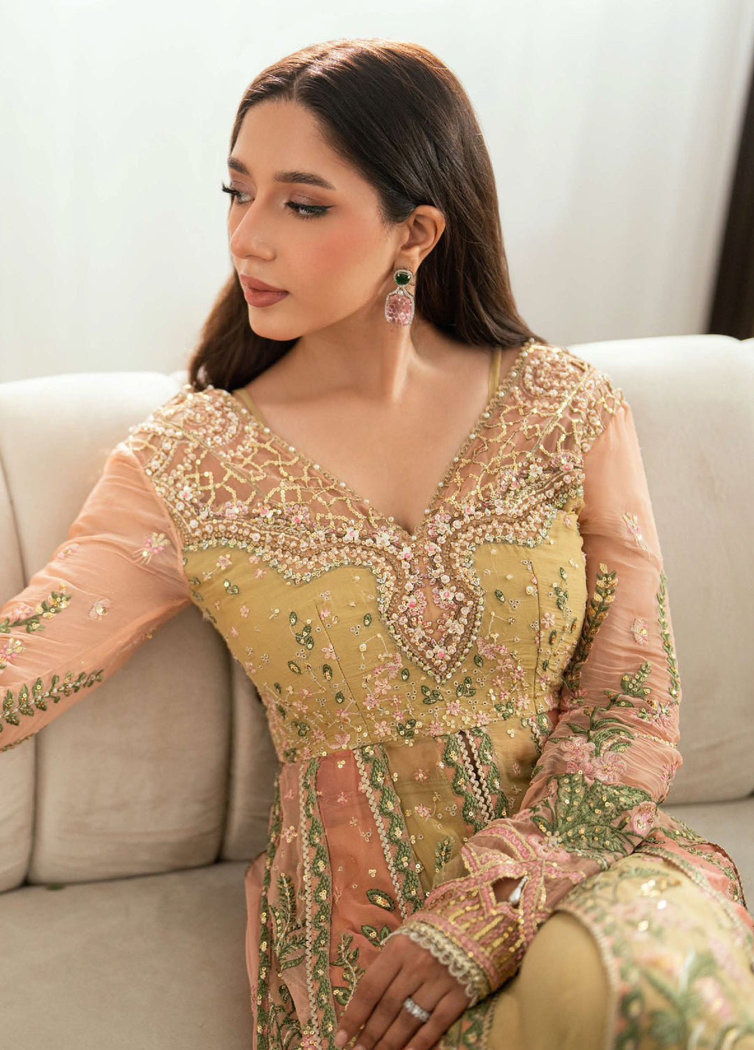 Shaam Shandar By Mushq Luxury Chiffon Unstitched 3 Piece Suits MQ25SC D-3 Sur Sunehri - Festive Collection