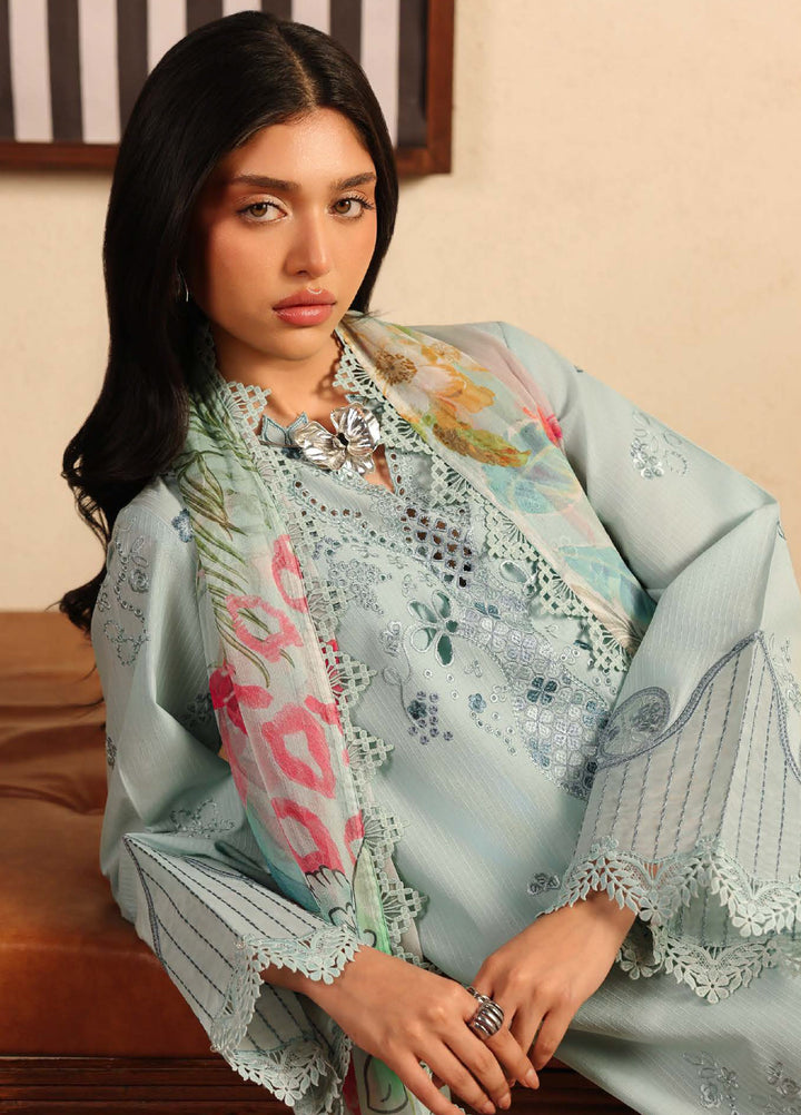Raha by Nureh Unstitched Embroidered Lawn Doria 3 Piece Suit NU26ULR NE-250 - Summer Collection