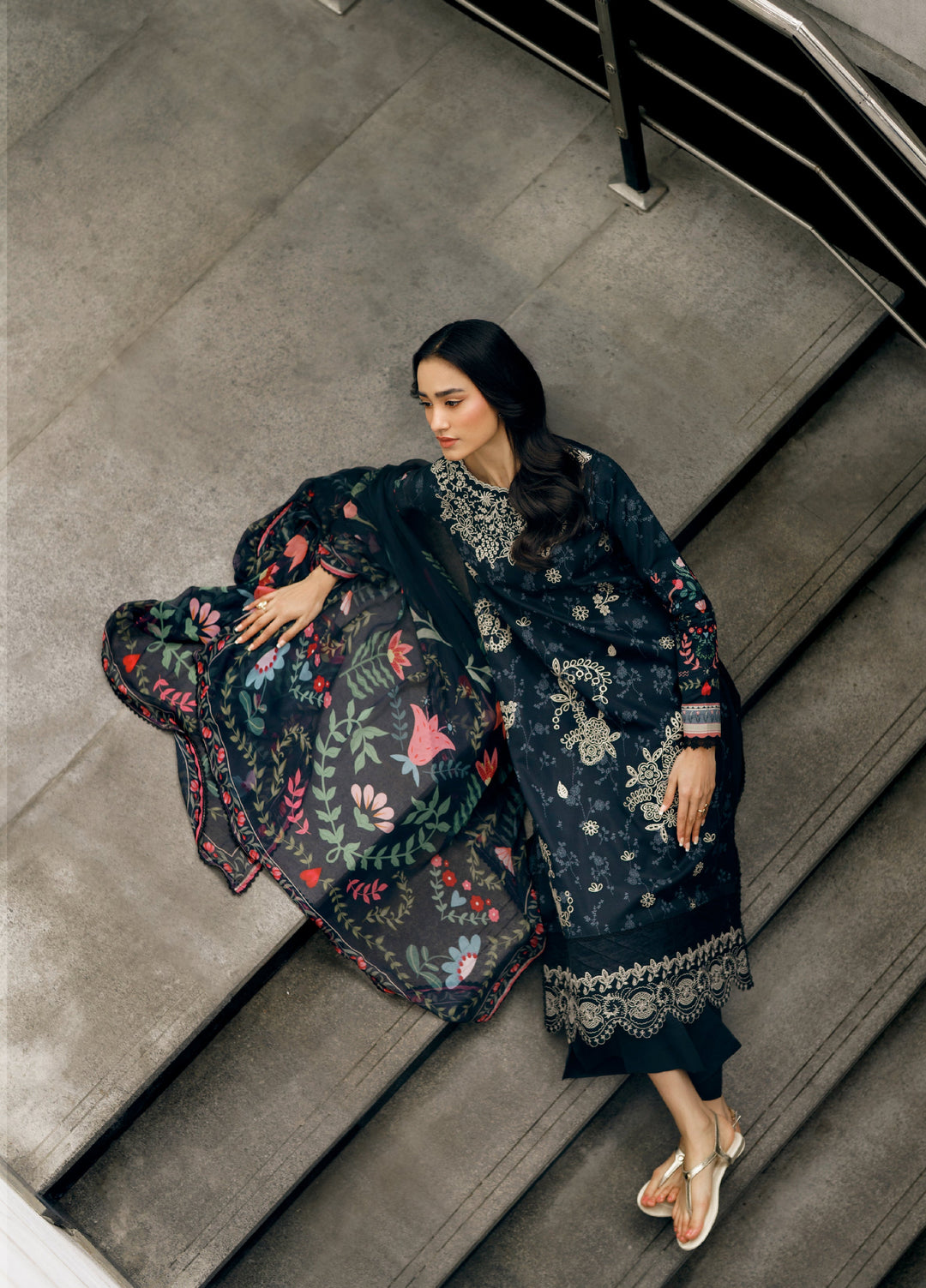 Zync by Florent Unstitched Embroidered Lawn 3 Piece Suit FL26ZU FZ-1B - Summer Collection