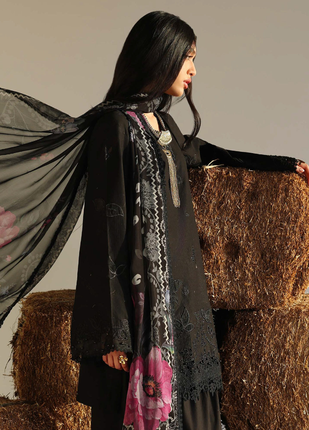 Raha by Nureh Unstitched Embroidered Lawn Doria 3 Piece Suit NU26ULR NE-251 - Summer Collection
