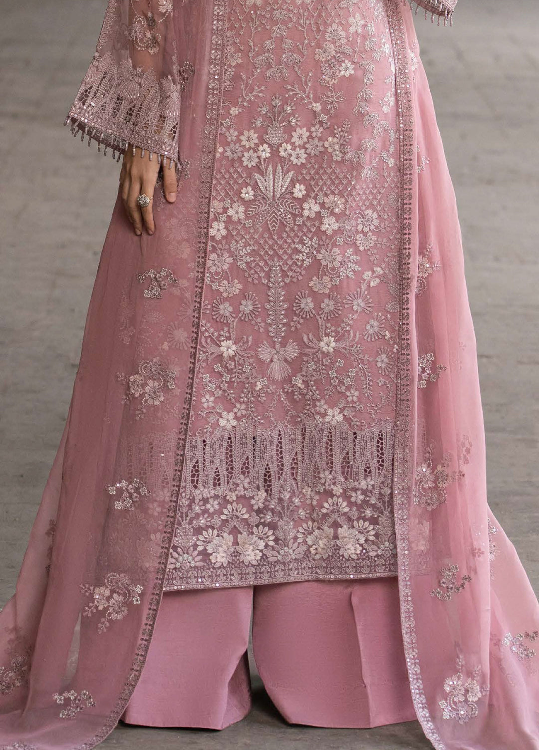 Humsafer by Lavish Premium Unstitched Embroidered Chiffon 3 Pcs Suit LVP26UH H-05 Floral Pink - Festive