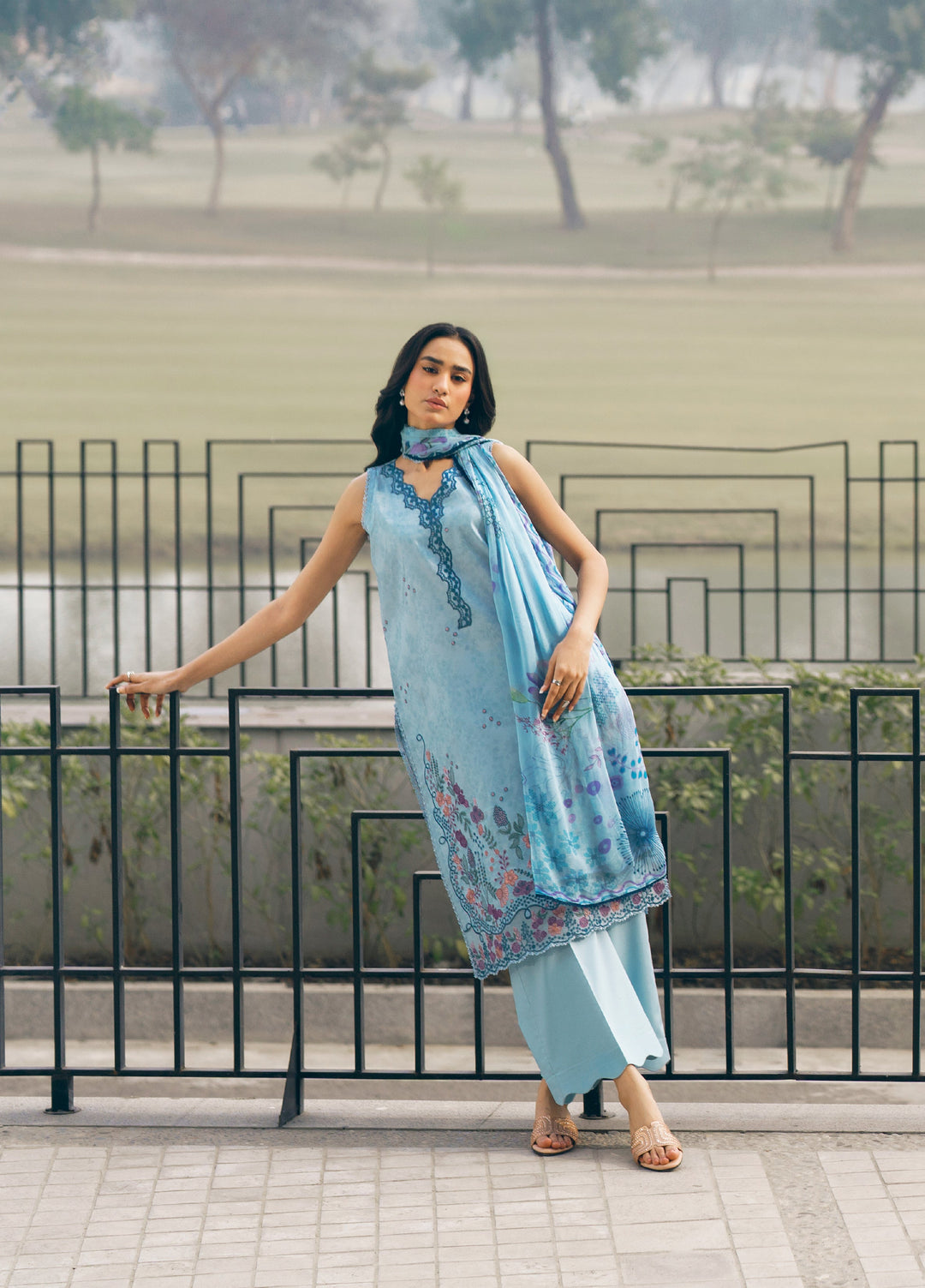 Zync by Florent Unstitched Embroidered Lawn 3 Piece Suit FL26ZU FZ-2B - Summer Collection