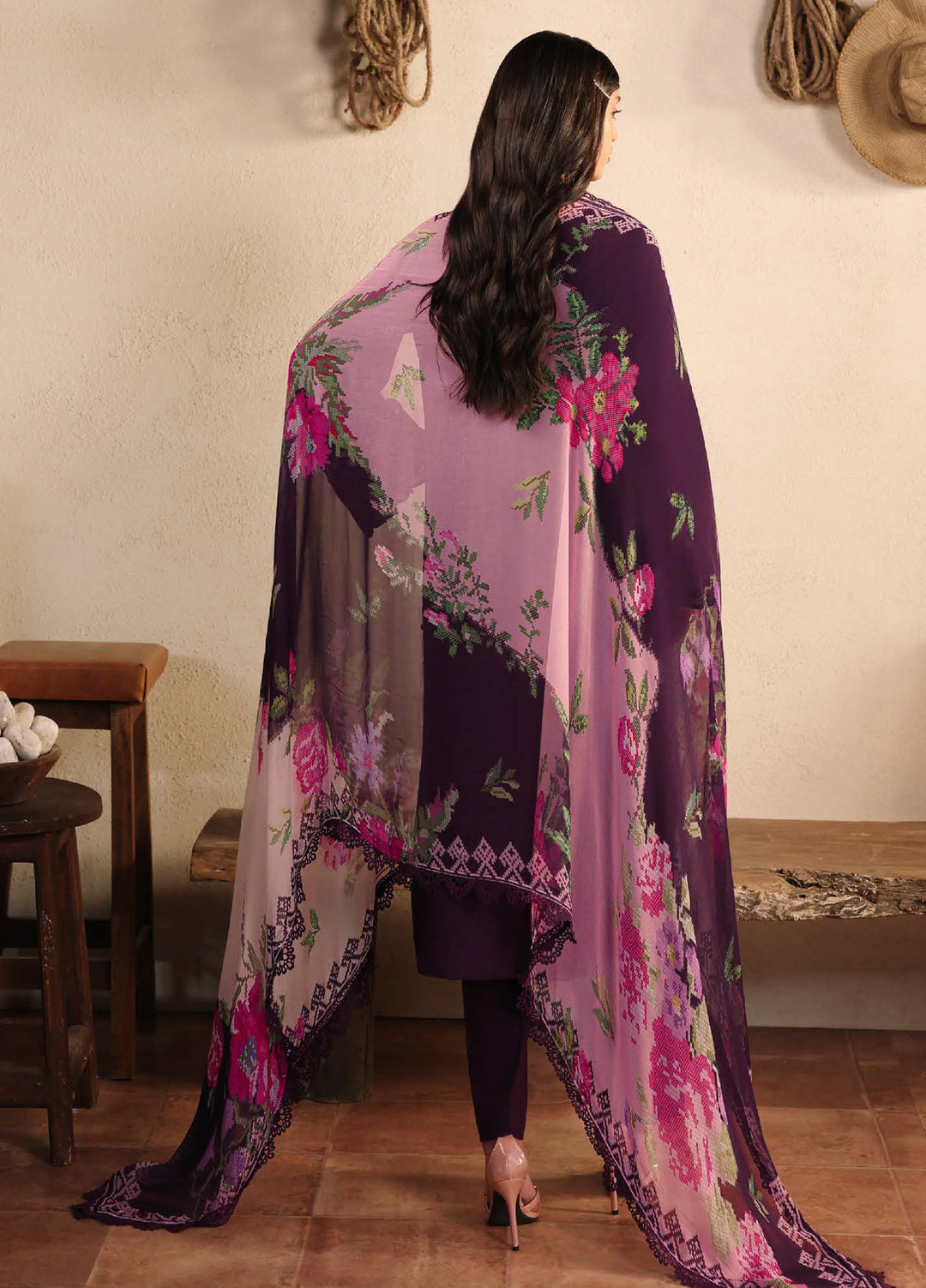 Raha by Nureh Unstitched Embroidered Lawn Doria 3 Piece Suit NU26ULR NE-246 - Summer Collection