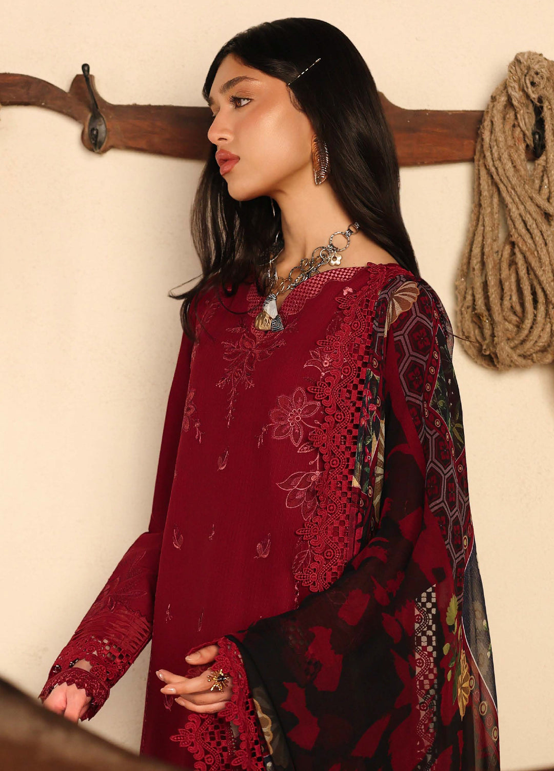 Raha by Nureh Unstitched Embroidered Lawn Doria 3 Piece Suit NU26ULR NE-248 - Summer Collection
