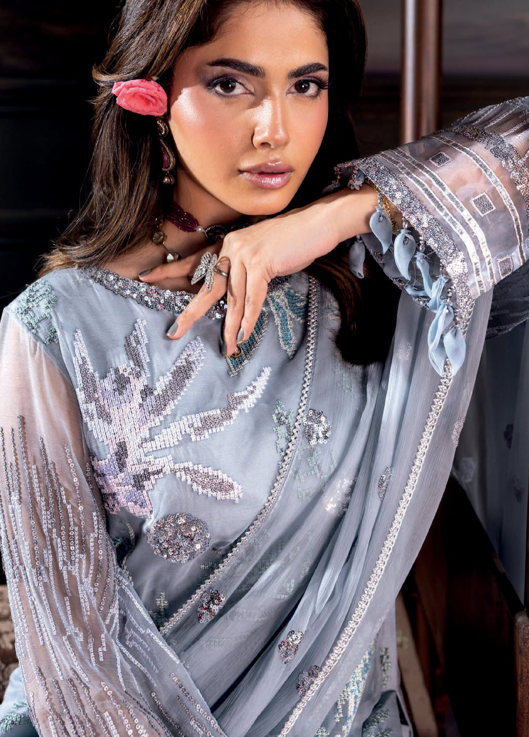 Aura by Zebtan Embroidered Chiffon Suits Unstitched 3 Piece ZB25AF AR-01 - Festive Collection