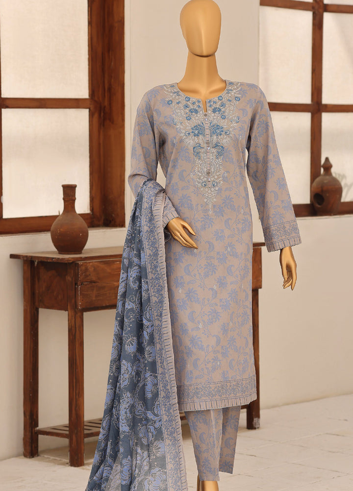 Identic by HZ Textiles Unstitched Embroidered Cotton 3 Piece Suit HZ26UCI PDW 3329-F - Casual Collection