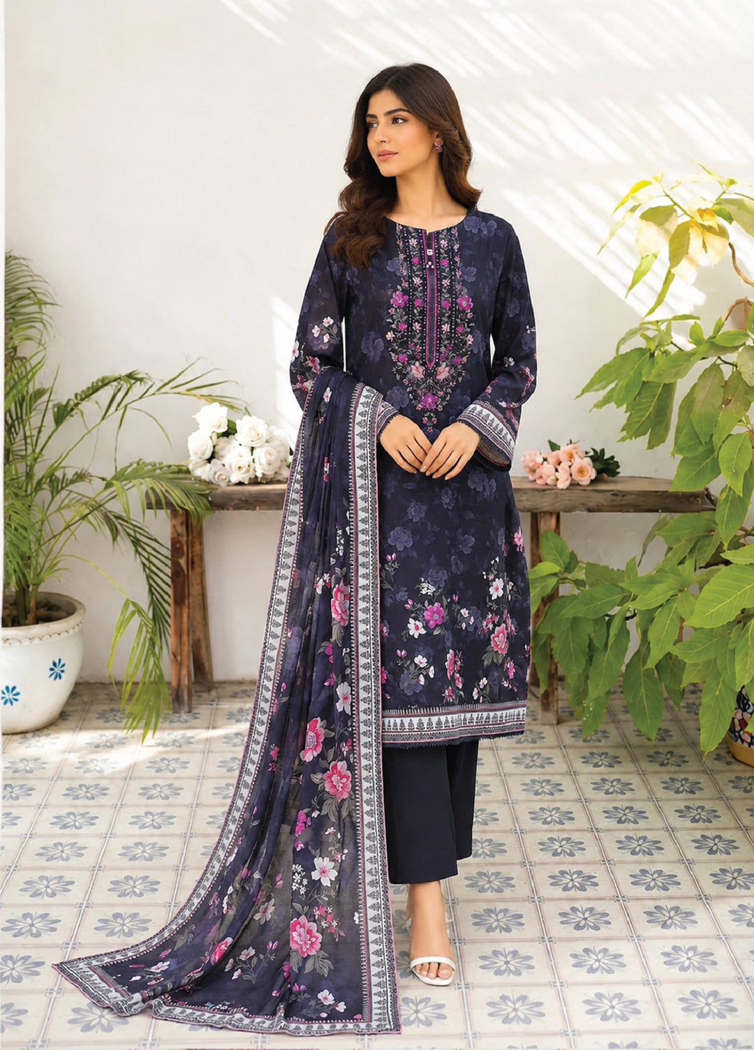 Daily Wear by HZ Textiles Unstitched Printed Lawn 3 Piece Suit PDW-1340 - Casual Collection