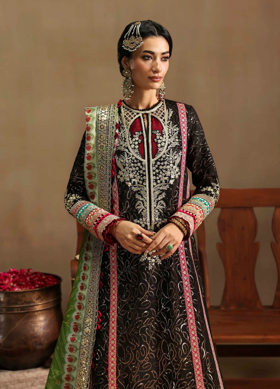 Sable Vogue Embroidered Raw Silk Suits Unstitched 3 Piece SV25UF FC-06-25 - Festive Collection