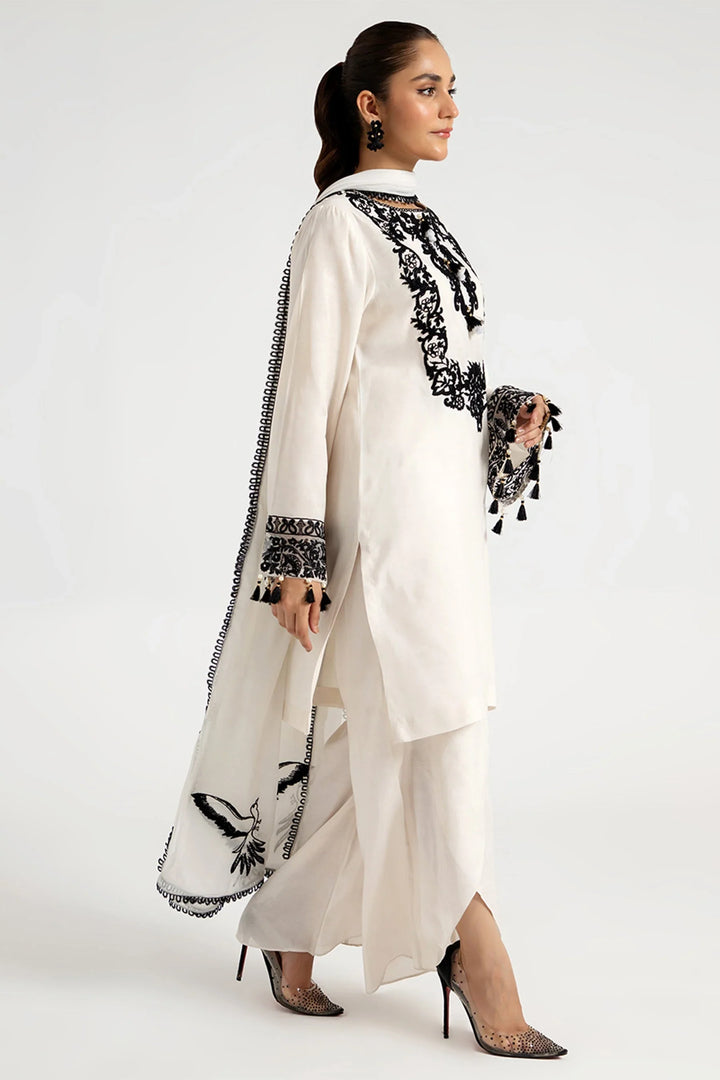 Arif Ashraf Pret Embroidered Viscose Blend 3 Piece Suit Beyaz