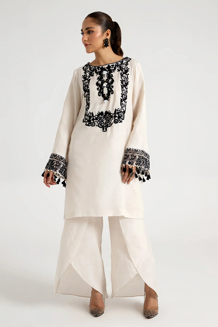 Arif Ashraf Pret Embroidered Viscose Blend 3 Piece Suit Beyaz