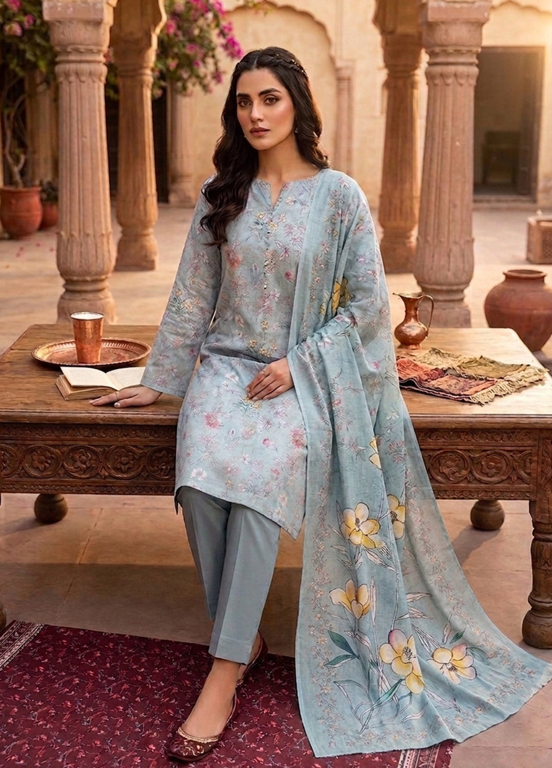 Bin Saeed Unstitched Printed Lawn 3 Piece Suit BS26UL BS26UL-D11 - Summer Collection