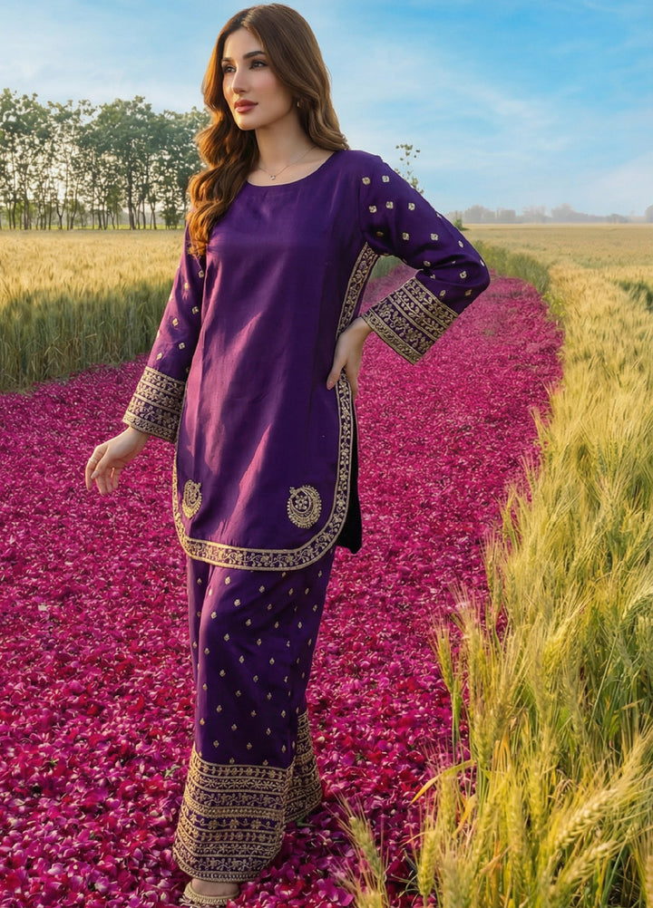 Noorma Kaamal RTW Embroidered Raw Silk Co Ords Set NK26PRS NK-RSE-08 - Festive Collection