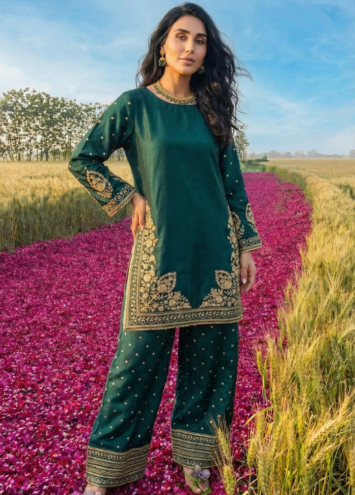 Noorma Kaamal RTW Embroidered Raw Silk Co Ords Set NK26PRS NK-RSE-09 - Festive Collection