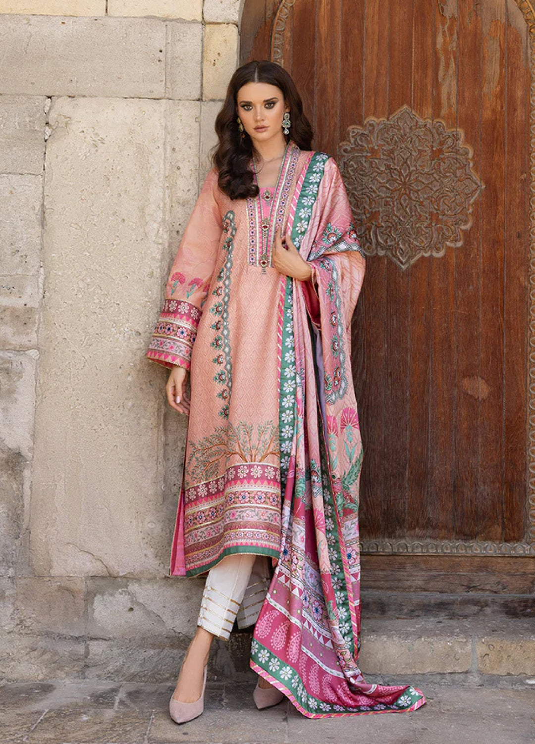 Mushq Hemline Echoes Of Serneity Unstitched Festive Raw Silk Printed 3 Piece MQ25ES D-04 Pulsar Petal - Festive Collection