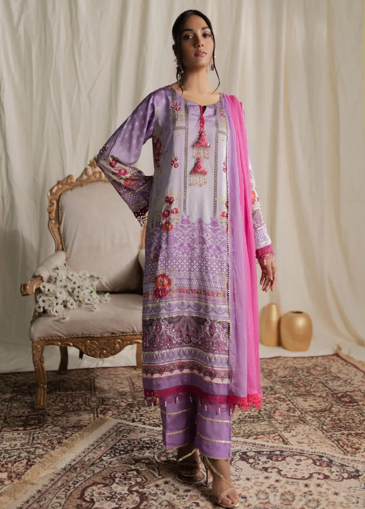 Aisha Fatema Pret Printed Silk 3 Piece Suit Orchid