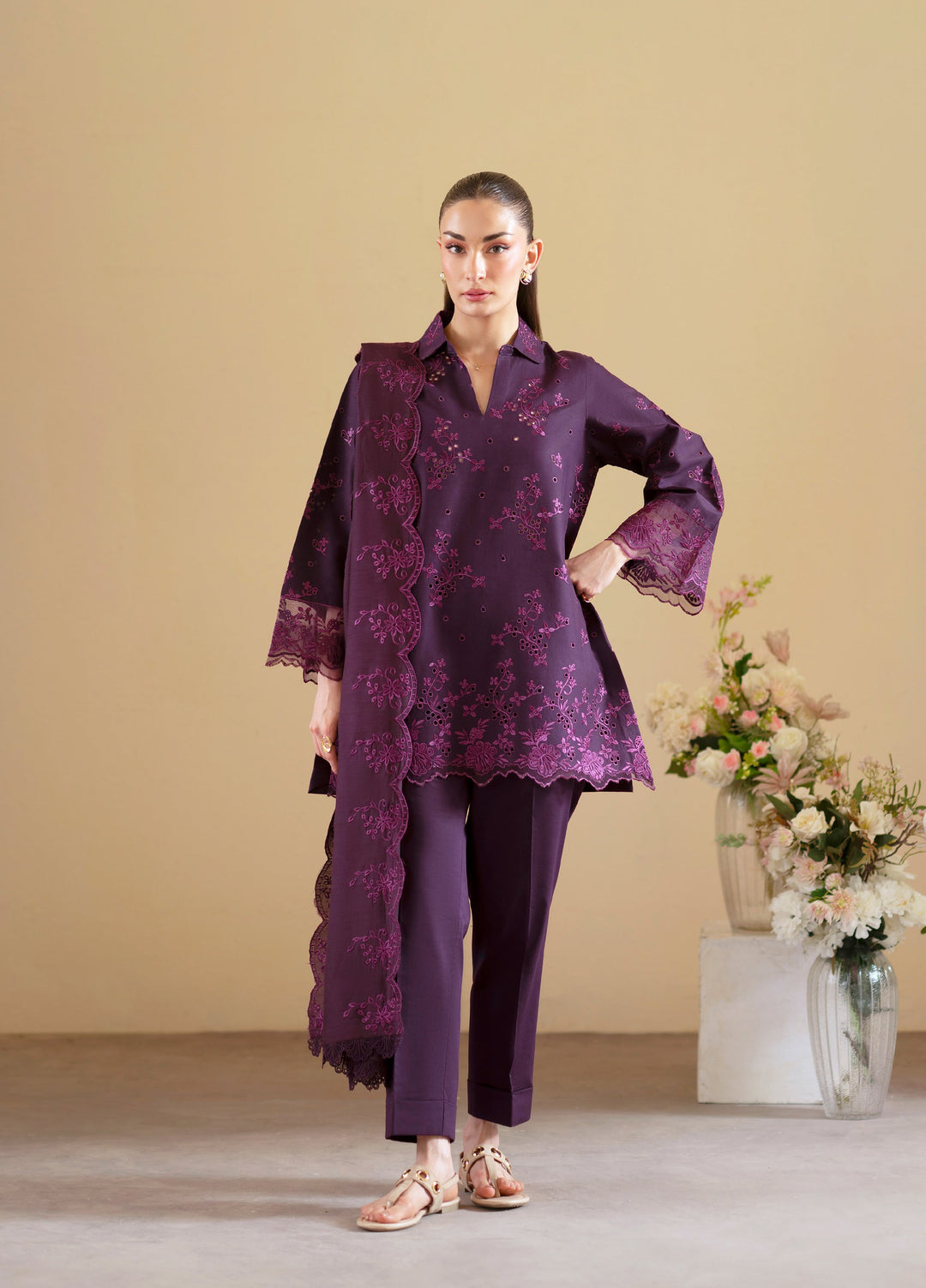 Ember by Mahnur Unstitched Lawn Embroidered 3 Piece Suit MN26UE EM-001 - Summer Collection