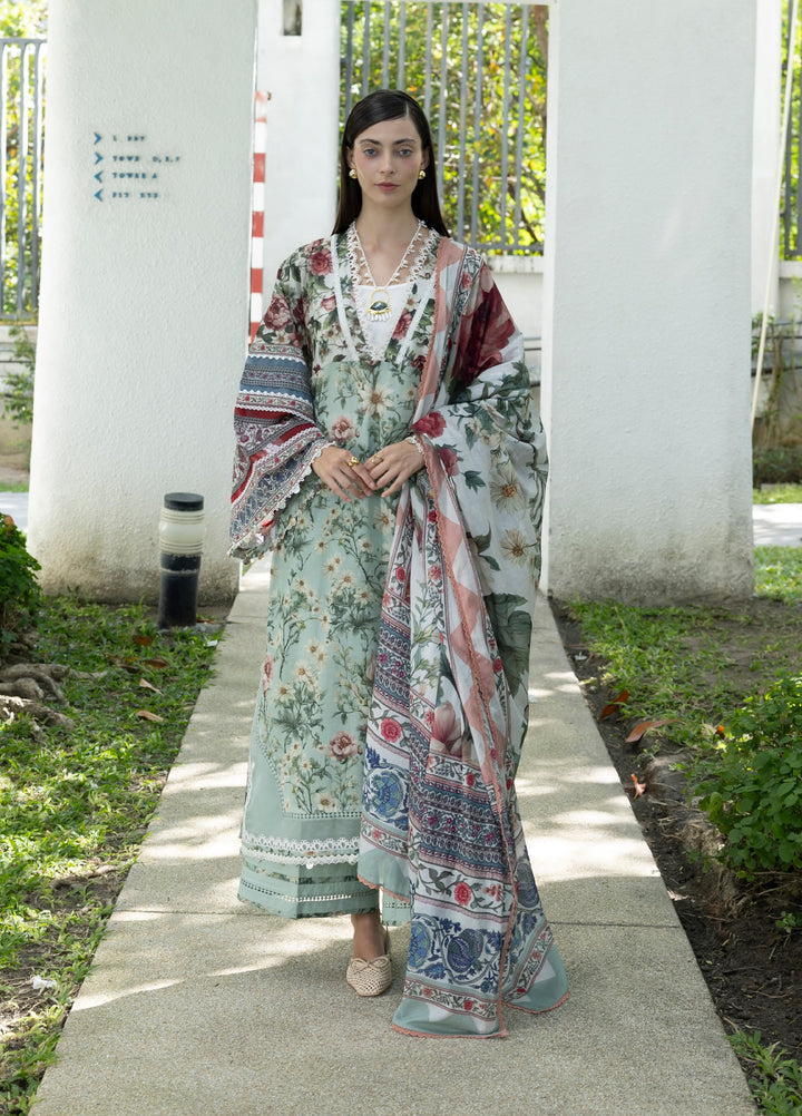 Santorini by Elaf Unstitched Lawn Printed 3 Piece Suit EL26US EPN-6B OPALINE GARDEN - Summer Collection