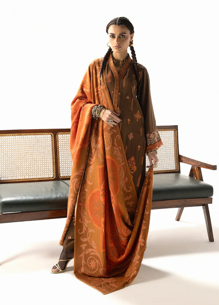 Zainab Chottani Unstitched Marina Twill With Shawl Embroidered Suits 3 Piece ZC25WS D-05 Rovi - Winter Collection