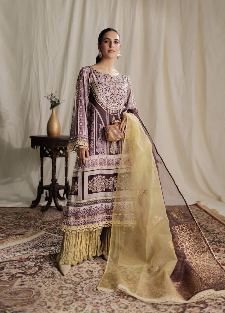 Aisha Fatema Pret Printed Silk 3 Piece Suit Hazel