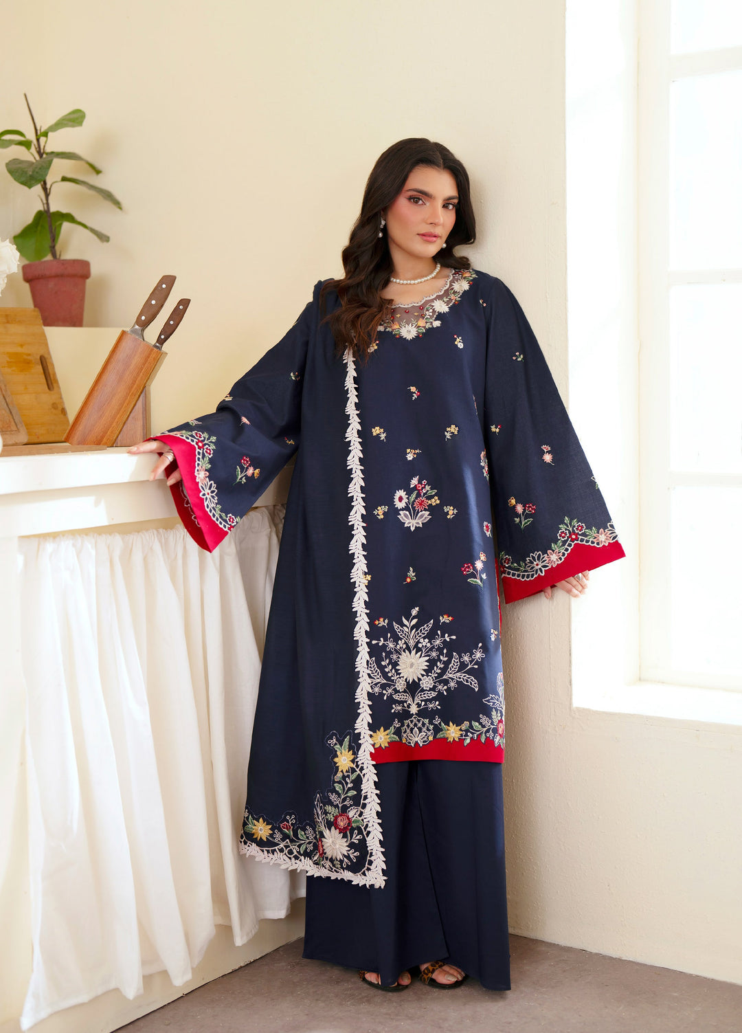 Ember by Mahnur Unstitched Lawn Embroidered 3 Piece Suit MN26UE EM-010 - Summer Collection